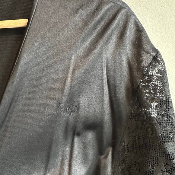 Diane Von Furstenberg Vintage Lace Nightgown Slip and Robe 80s Black - Picture 11 of 16